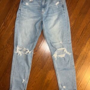 American Eagle Distressed Light Blue Mom Jeans